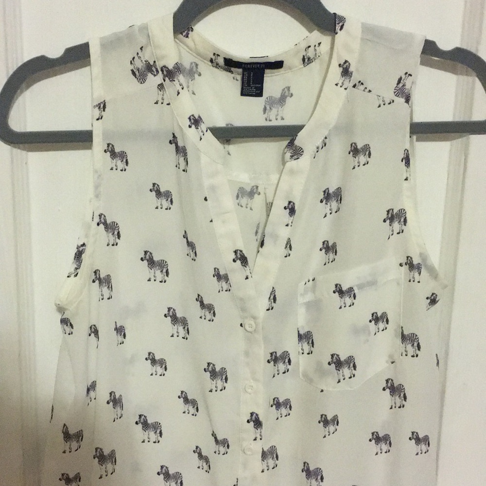 Zebra print tie front top